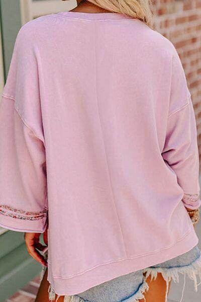 Peace Patch Round Neck Long Sleeve Top for Women Fashion - Selvanelle