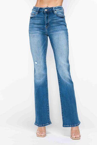 Bytos Full Size Distressed High Rise Jeans With Pockets - Selvanelle