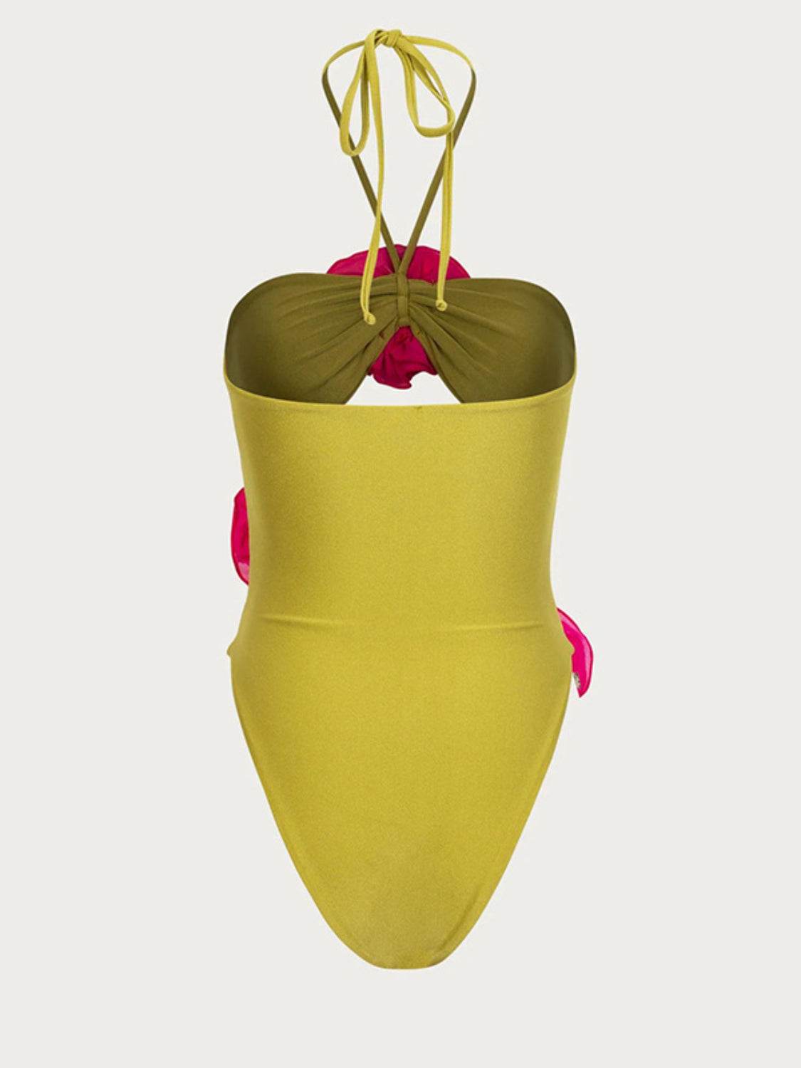 Flower Cutout Halter Neck One-Piece Swimwear - Selvanelle