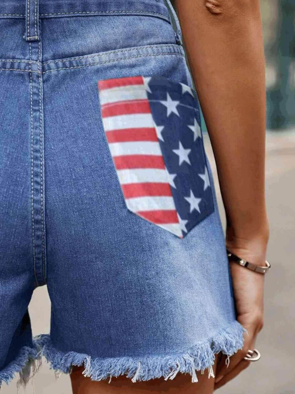 Raw Hem Denim Shorts with Pockets for Casual Style - Selvanelle