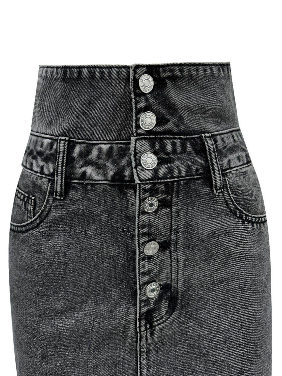 Raw Hem High Waist Denim Skirt for Trendy Casual Style - Selvanelle