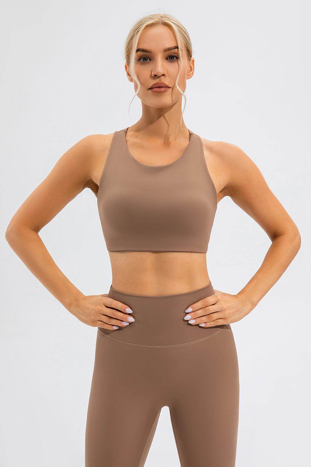 Round Neck Cutout Cropped Active Tank for Women Fitness - Selvanelle