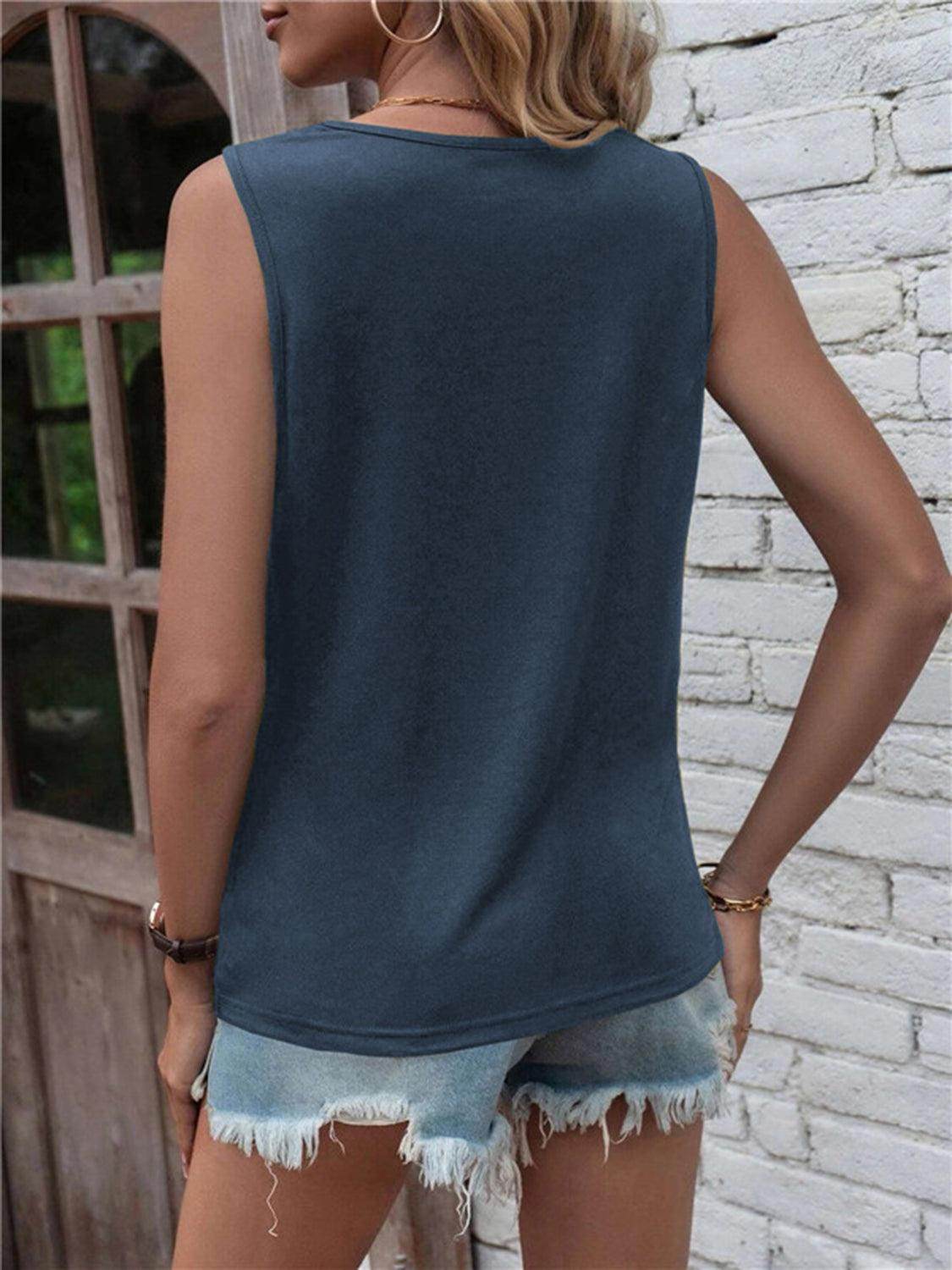 Cutout Twisted Round Neck Tank for Stylish Comfort - Selvanelle