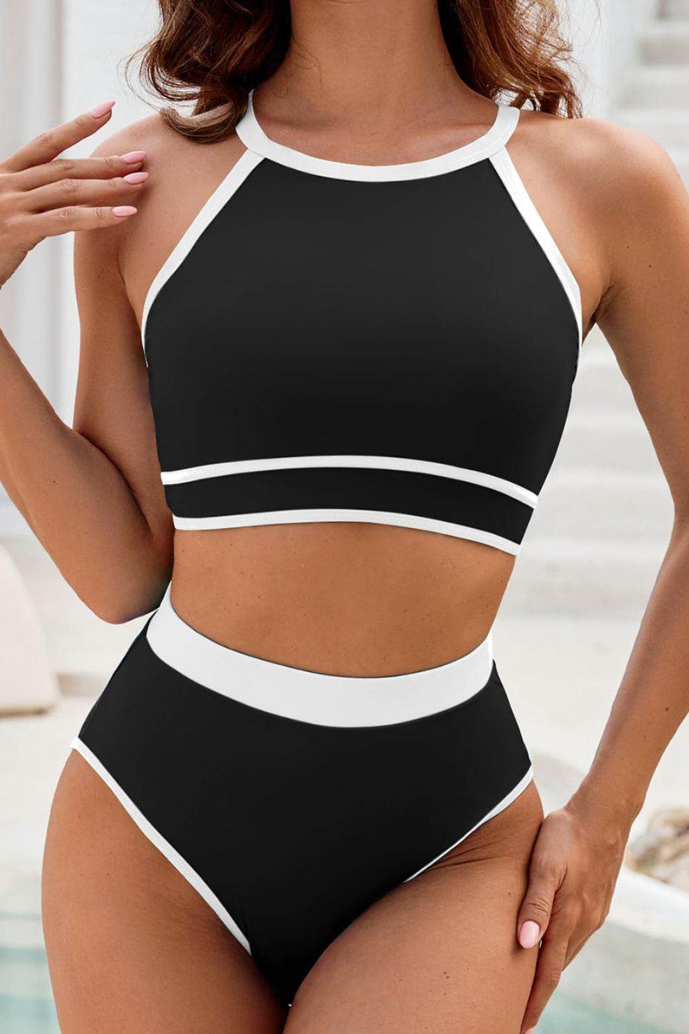 Crisscross Contrast Trim Bikini Set - Selvanelle
