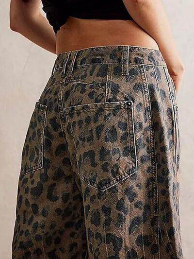 Leopard Wide Leg Jeans for Bold Fashion Statement - Selvanelle