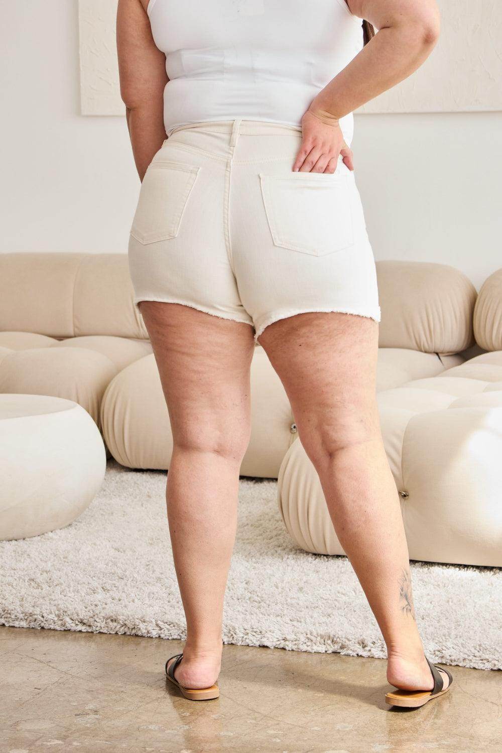 RFM Full Size Tummy Control High Waist Denim Shorts for Women - Selvanelle