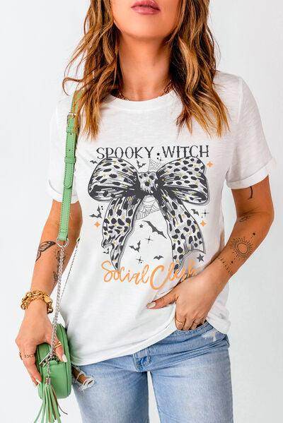 Graphic Round Neck Short Sleeve T-Shirt for Women - Selvanelle