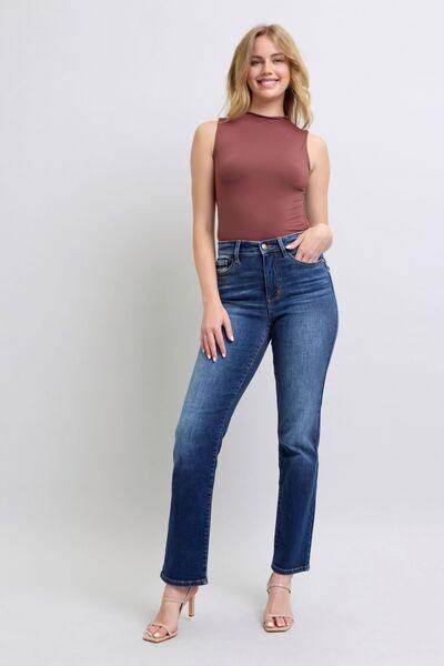 Judy Blue Full Size Washed Straight Leg Jeans with Pockets - Selvanelle