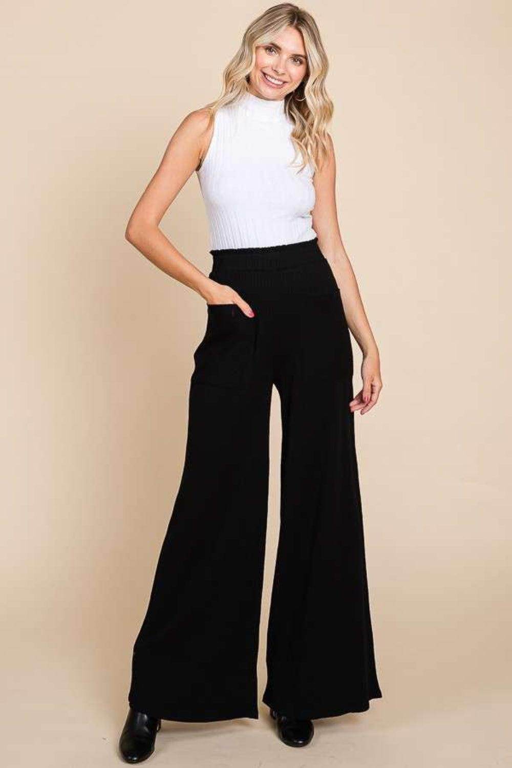 Culture Code Full Size High Waist Wide Leg Pants for Women - Selvanelle