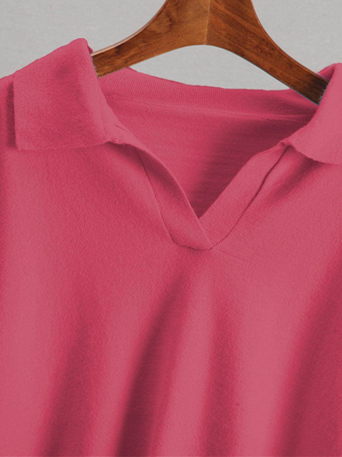 Johnny Collar Long Sleeve Top and Pants Sweater Set Women - Selvanelle