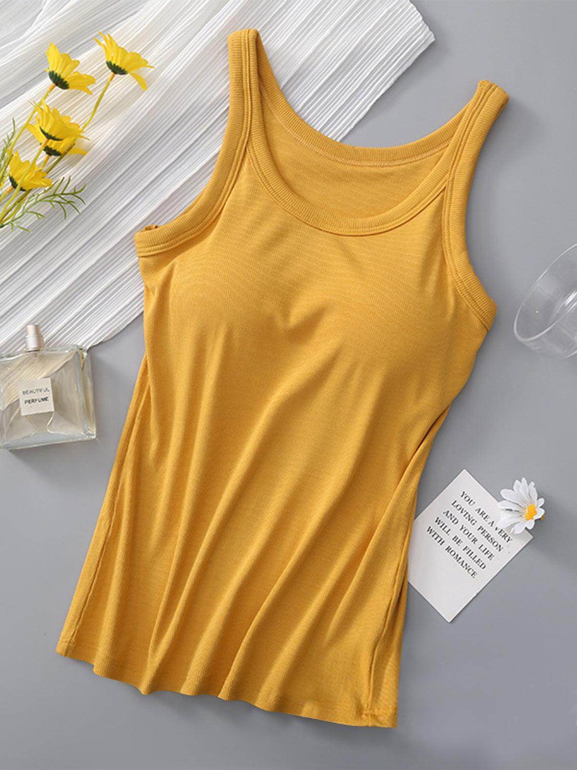 Round Neck Tank with Bra for Everyday Comfort Wear - Selvanelle