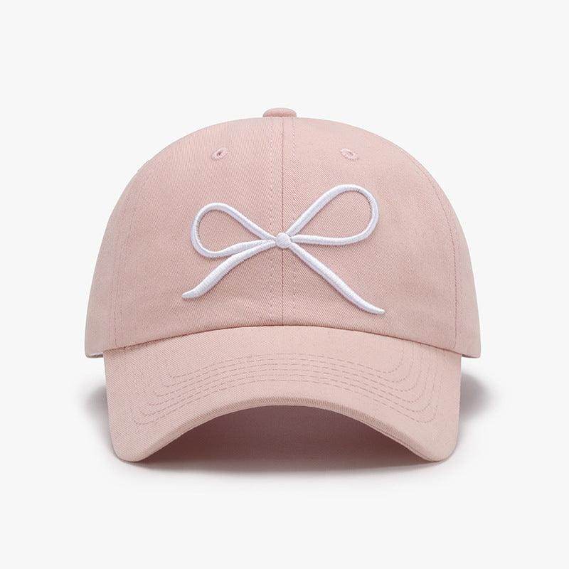 Bow Embroidered Cotton Baseball Cap for Stylish Comfort - Selvanelle