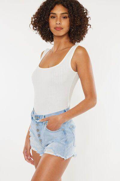 Kancan Distressed Button Fly Denim Shorts for Women - Selvanelle