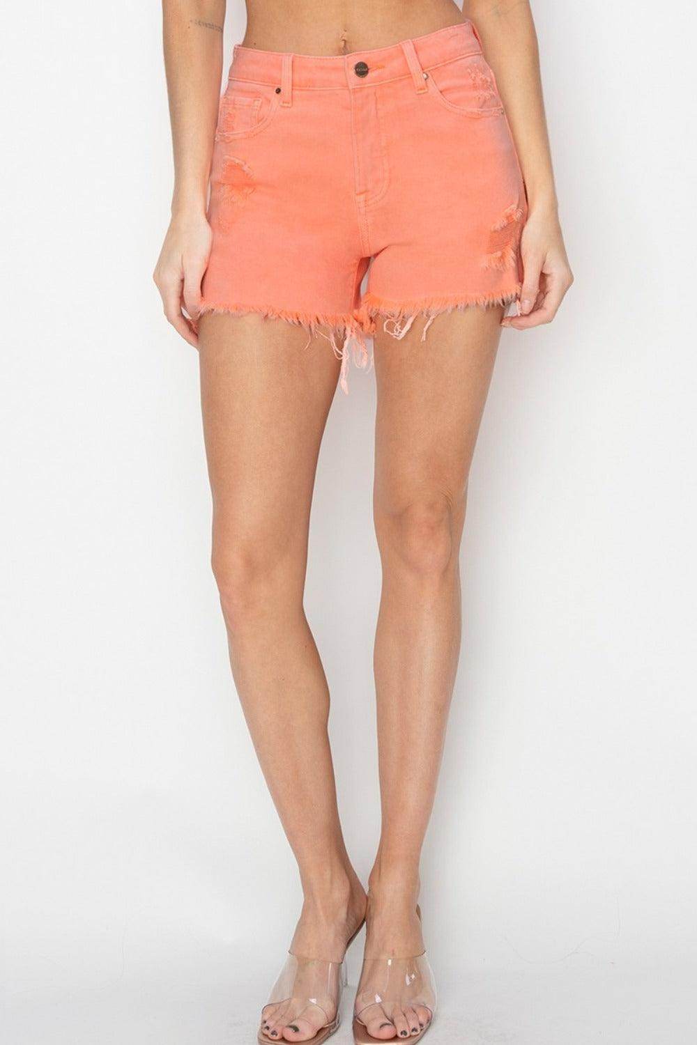 RISEN Full Size High Waist Ripped Denim Shorts for Women - Selvanelle