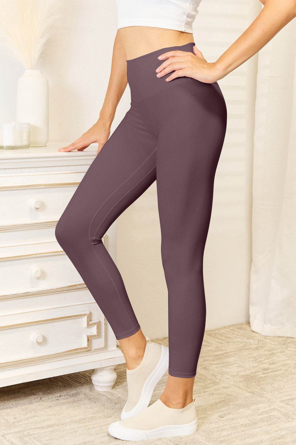 Double Take Wide Waistband Sports Leggings for Women - Selvanelle
