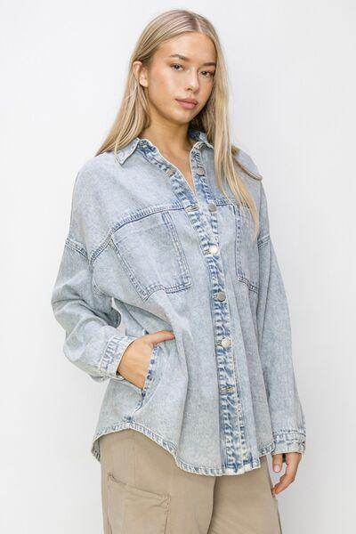 RISEN Button Up Long Sleeve Shacket for Stylish Layering - Selvanelle