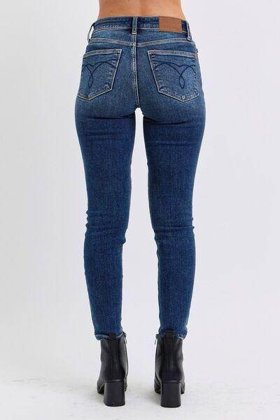 Judy Blue Full Size Run Mid-Rise Waist Skinny Jeans - Selvanelle