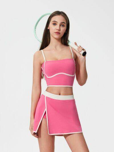 Millennia Contrast Trim Square Neck Active Cami with Pads - Selvanelle