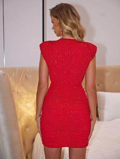 Cutout Ruched Round Neck Dress for Stylish Comfort - Selvanelle