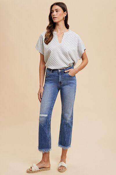 Annie Wear Distressed Raw Hem Straight Leg Cropped Jeans - Selvanelle