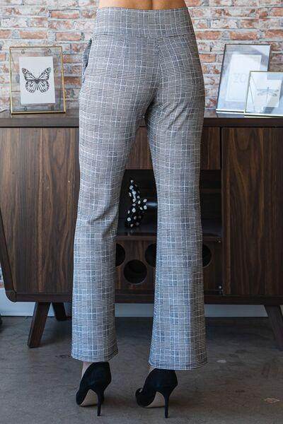 Heimish Full Size Plaid Flare Pants With Wide Waist Band Plus Size - Selvanelle