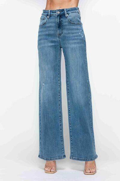 Bytos Full Size High Rise Wide Leg Jeans With Pockets - Selvanelle
