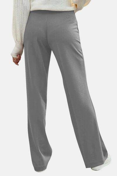 Decorative Button High Rise Pants for Stylish Comfort - Selvanelle