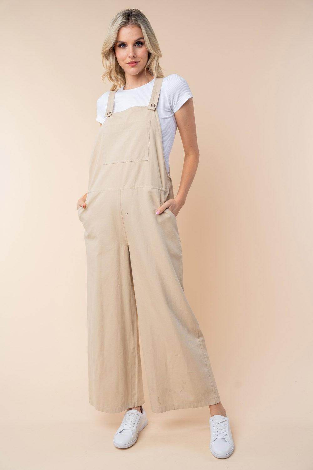 White Birch Sleeveless Wide Leg Jumpsuit for Women - Selvanelle