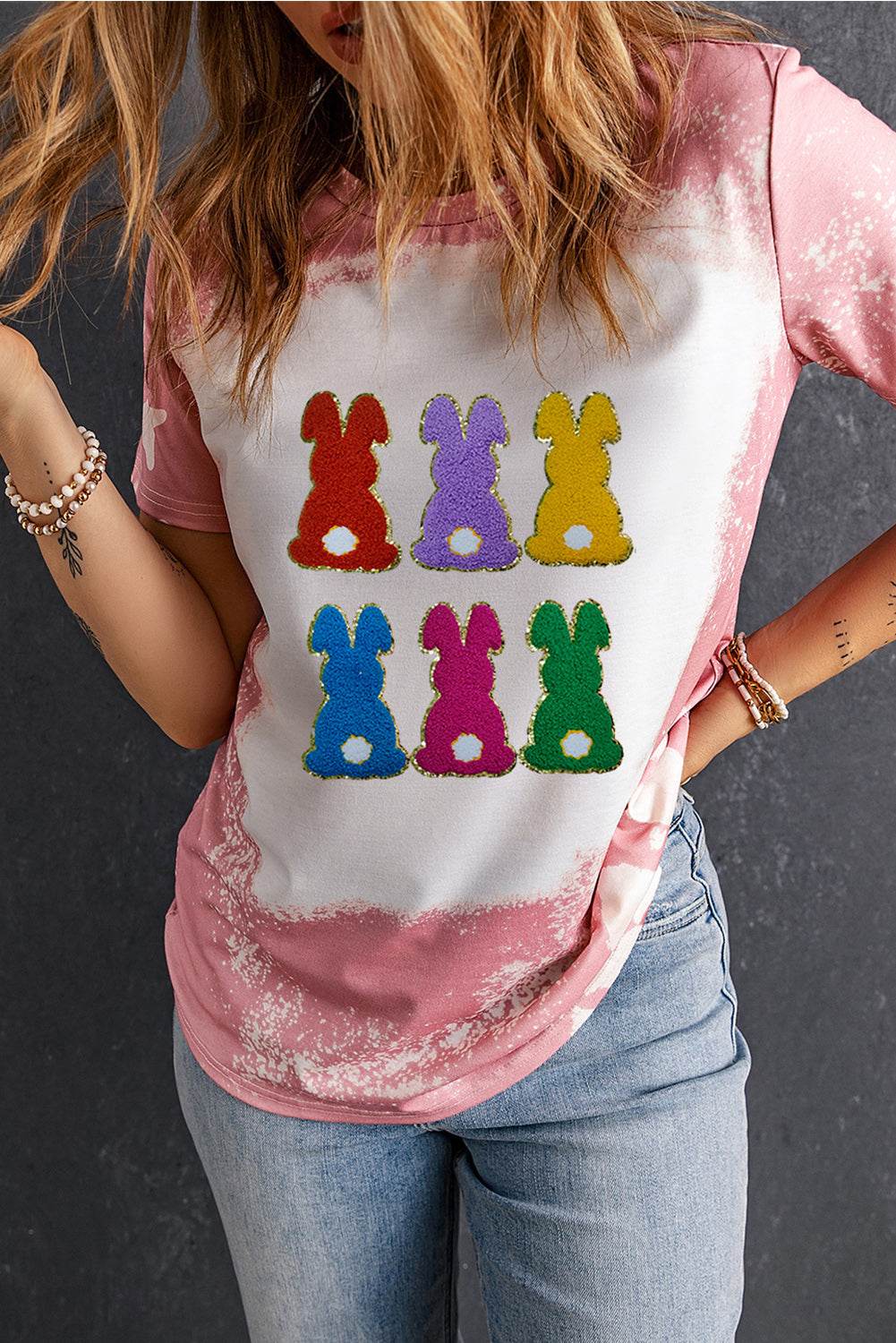 Rabbit Round Neck Short Sleeve T-Shirt - Selvanelle