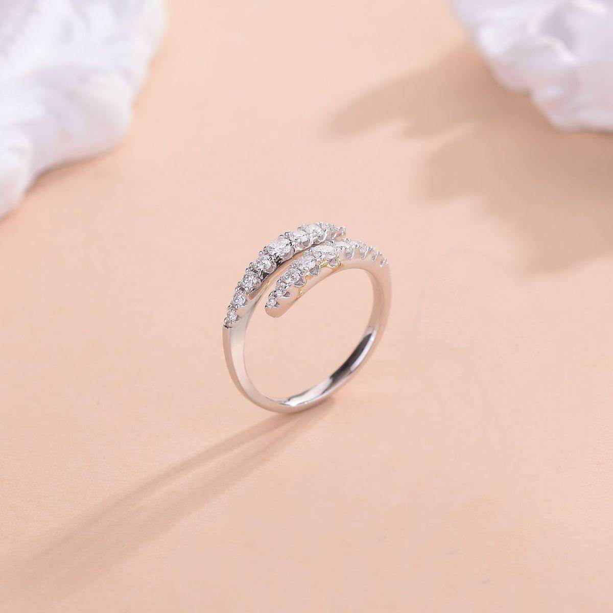 925 Sterling Silver Moissanite Bypass Ring for Women - Selvanelle
