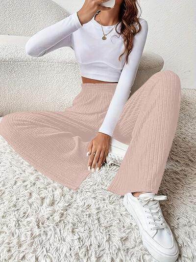Ribbed High Waist Pants for Women in Various Sizes - Selvanelle
