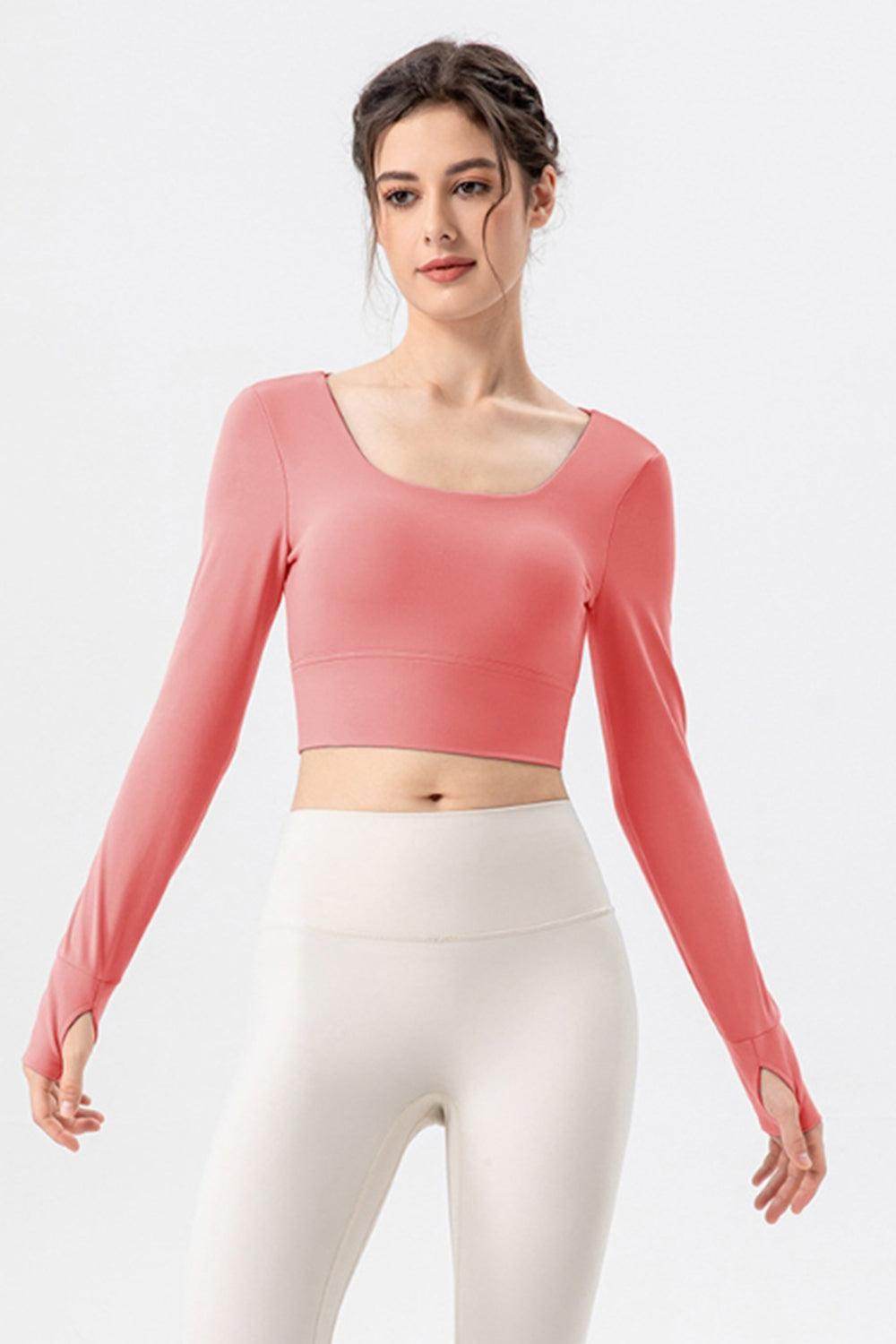Square Neck Crisscross Active T-Shirt for Women Fitness - Selvanelle