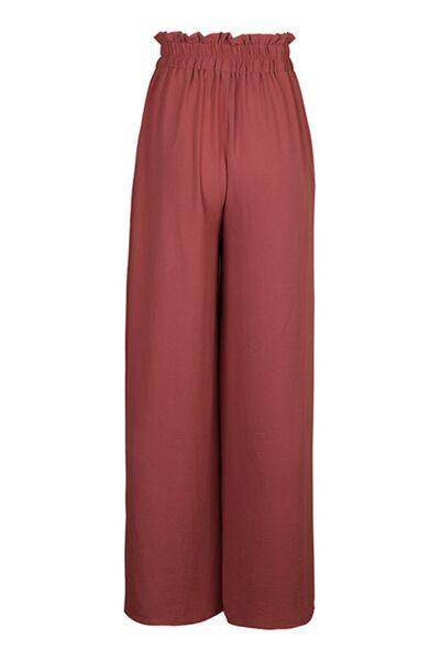 Perfee Frill Tied Wide Leg Pants for Effortless Style - Selvanelle