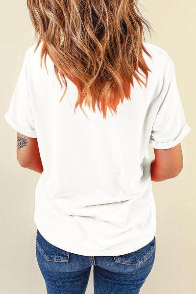 Pumpkin Graphic Round Neck Short Sleeve T-Shirt for Women - Selvanelle