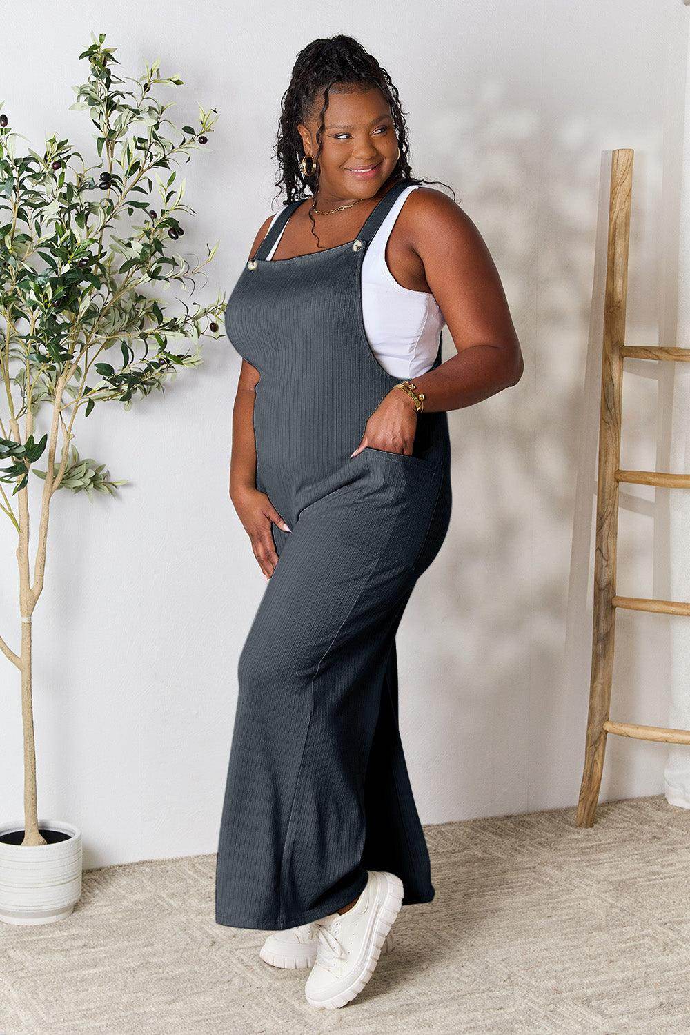 Double Take Full Size Wide Strap Overall with Pockets For Women - Selvanelle