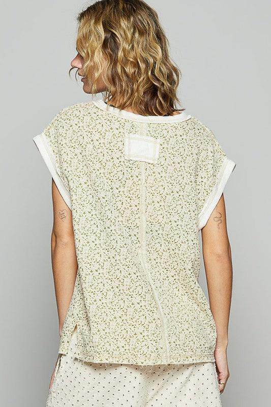 POL Floral V-Neck Short Sleeve T-Shirt for Women - Selvanelle