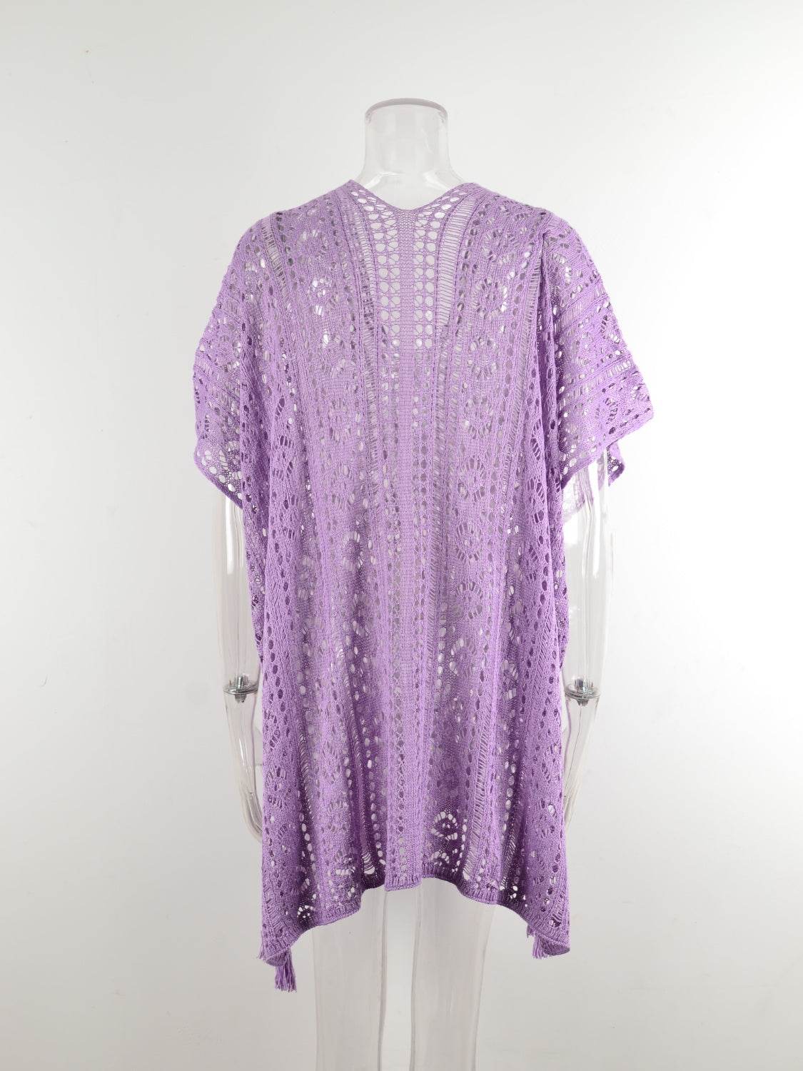 Angel Wings Cutout V-Neck Cover-Up with Tassel - Selvanelle