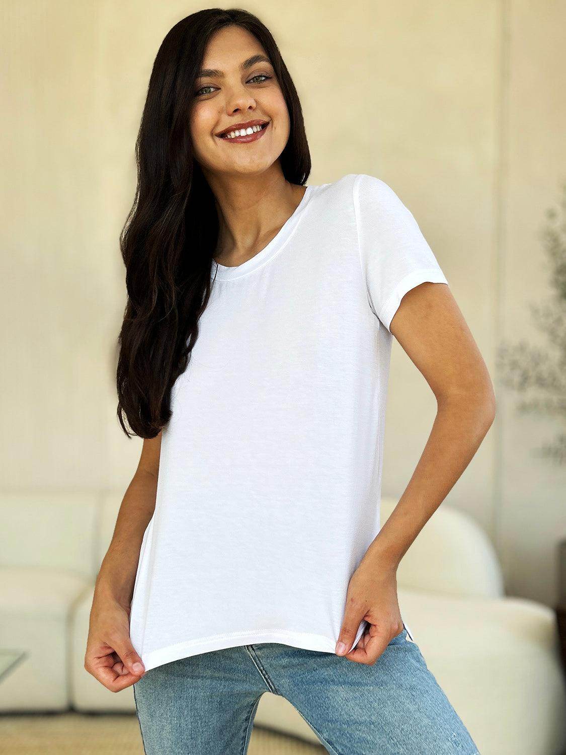 Basic Bae Full Size Round Neck Short Sleeve T-Shirt Black - Selvanelle