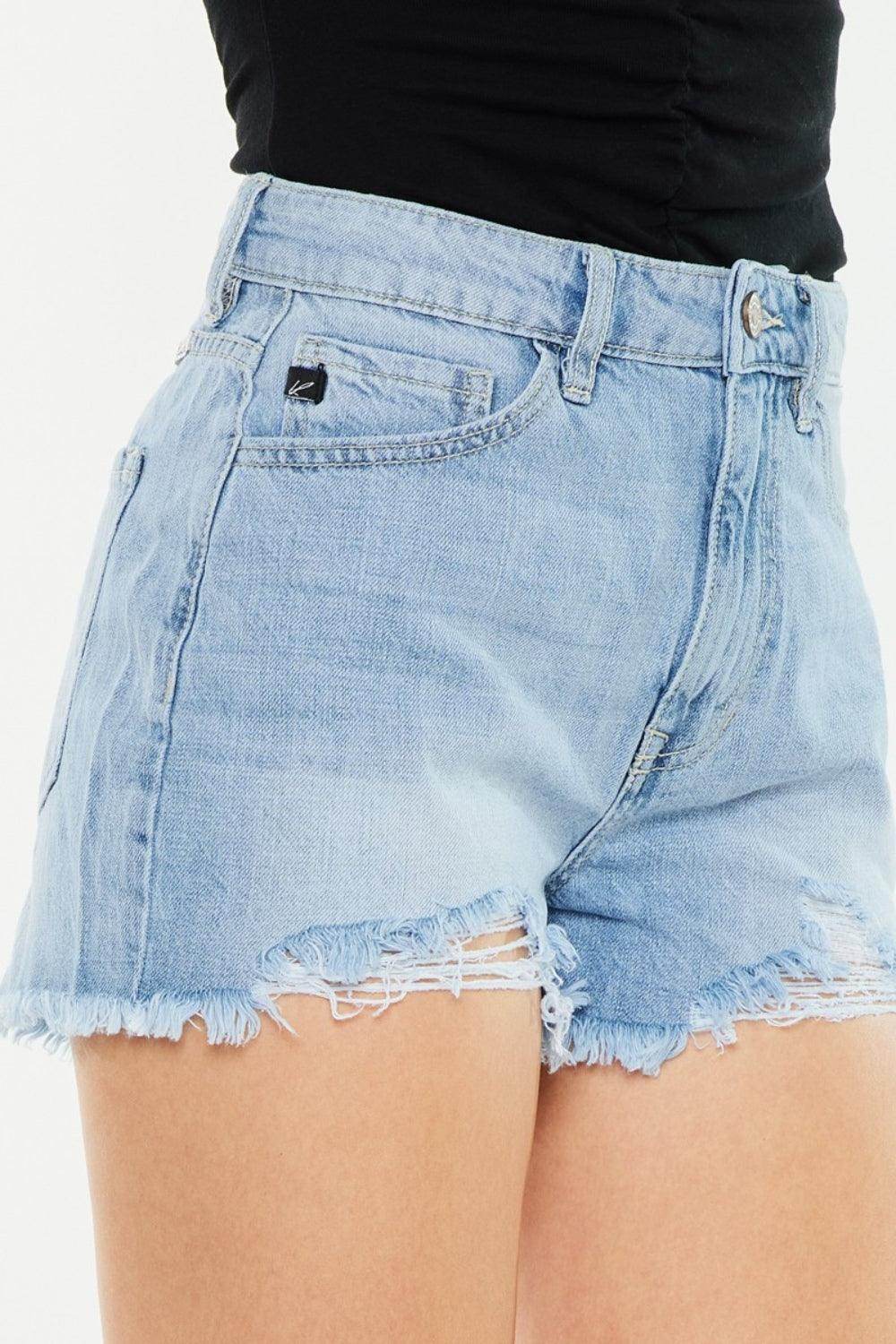 Kancan Raw Hem Distressed High Waist Denim Shorts Women - Selvanelle