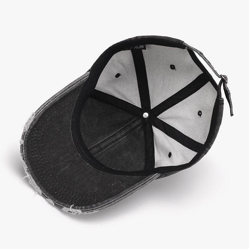 Distressed Adjustable Cotton Baseball Cap for Casual Wear - Selvanelle