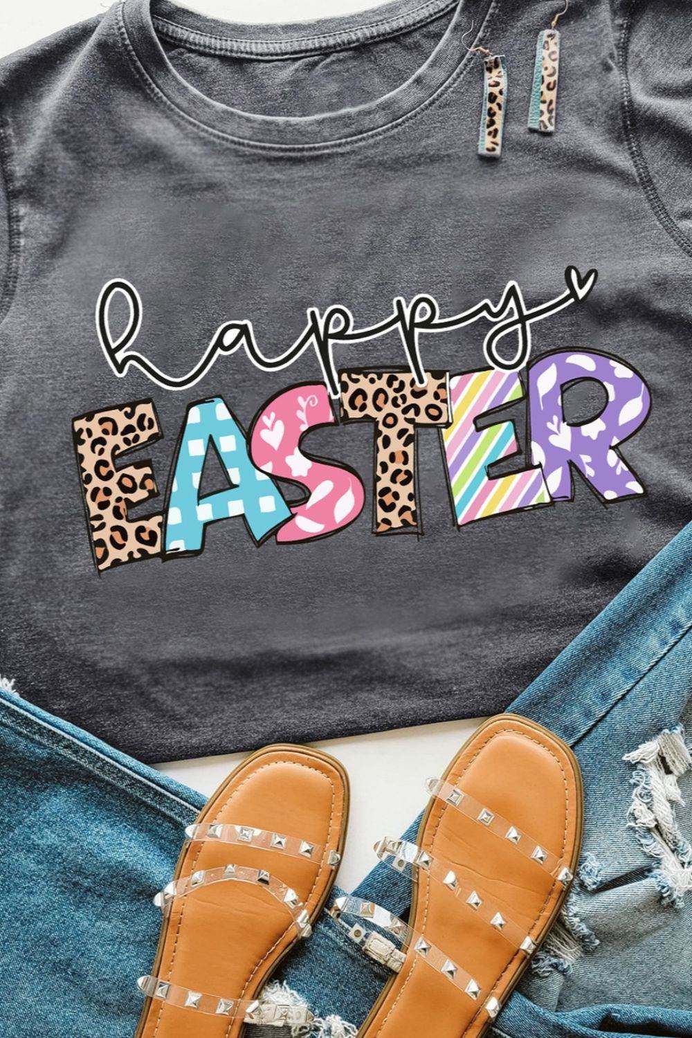 HAPPY EASTER Graphic Short Sleeve T-Shirt - Selvanelle