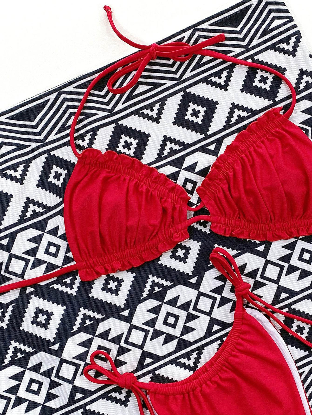 Frill Trill Halter Neck Bikini Set - Selvanelle