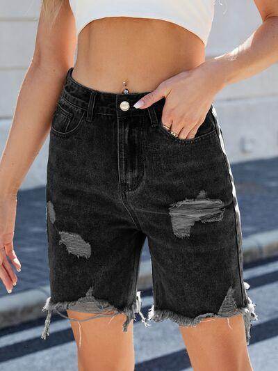 Distressed Raw Hem Denim Shorts for Women Summer Style - Selvanelle