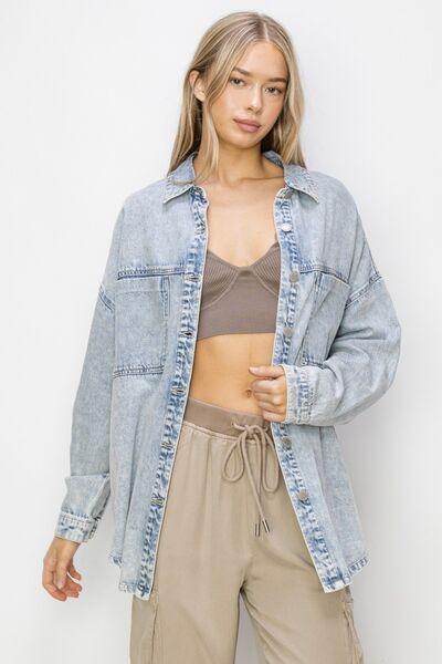 RISEN Button Up Long Sleeve Shacket for Stylish Layering - Selvanelle