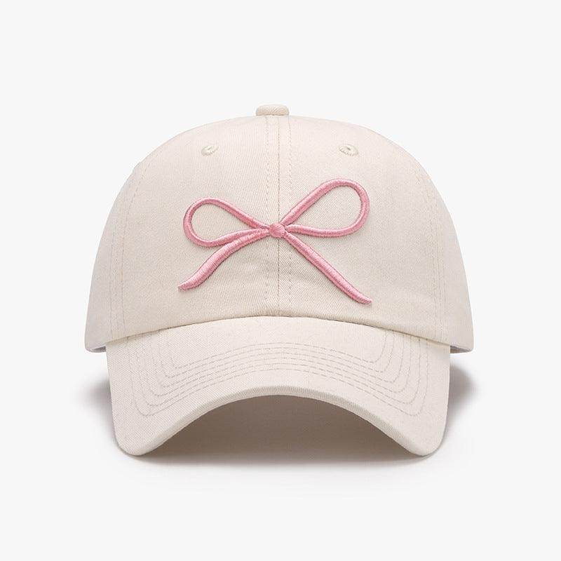 Bow Embroidered Cotton Baseball Cap for Stylish Comfort - Selvanelle