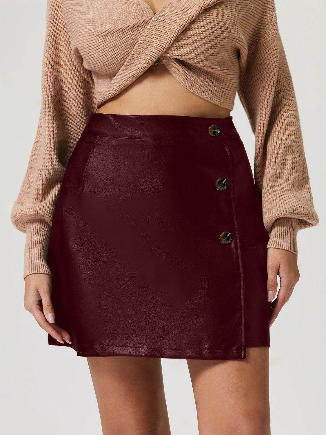Buttoned High Rise Mini Skirt for Stylish Casual Wear - Selvanelle