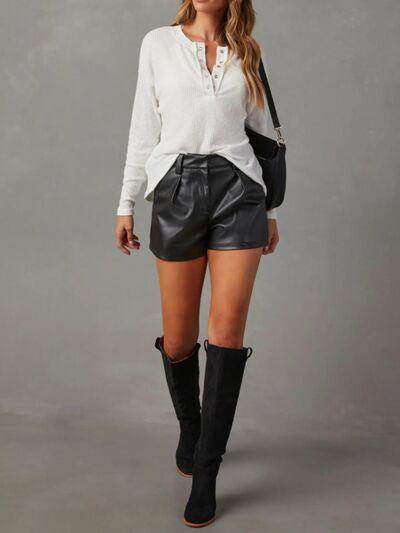 Half Snap Long Sleeve T-Shirt for Casual Everyday Wear - Selvanelle