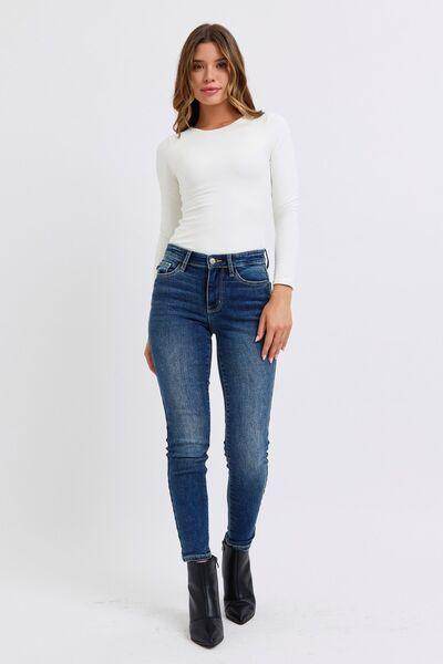 Judy Blue Full Size Run Mid-Rise Waist Skinny Jeans - Selvanelle