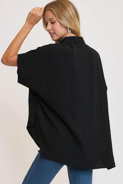 Umgee Full Size High-Low Button Up Short Sleeve Shirt Fashion - Selvanelle