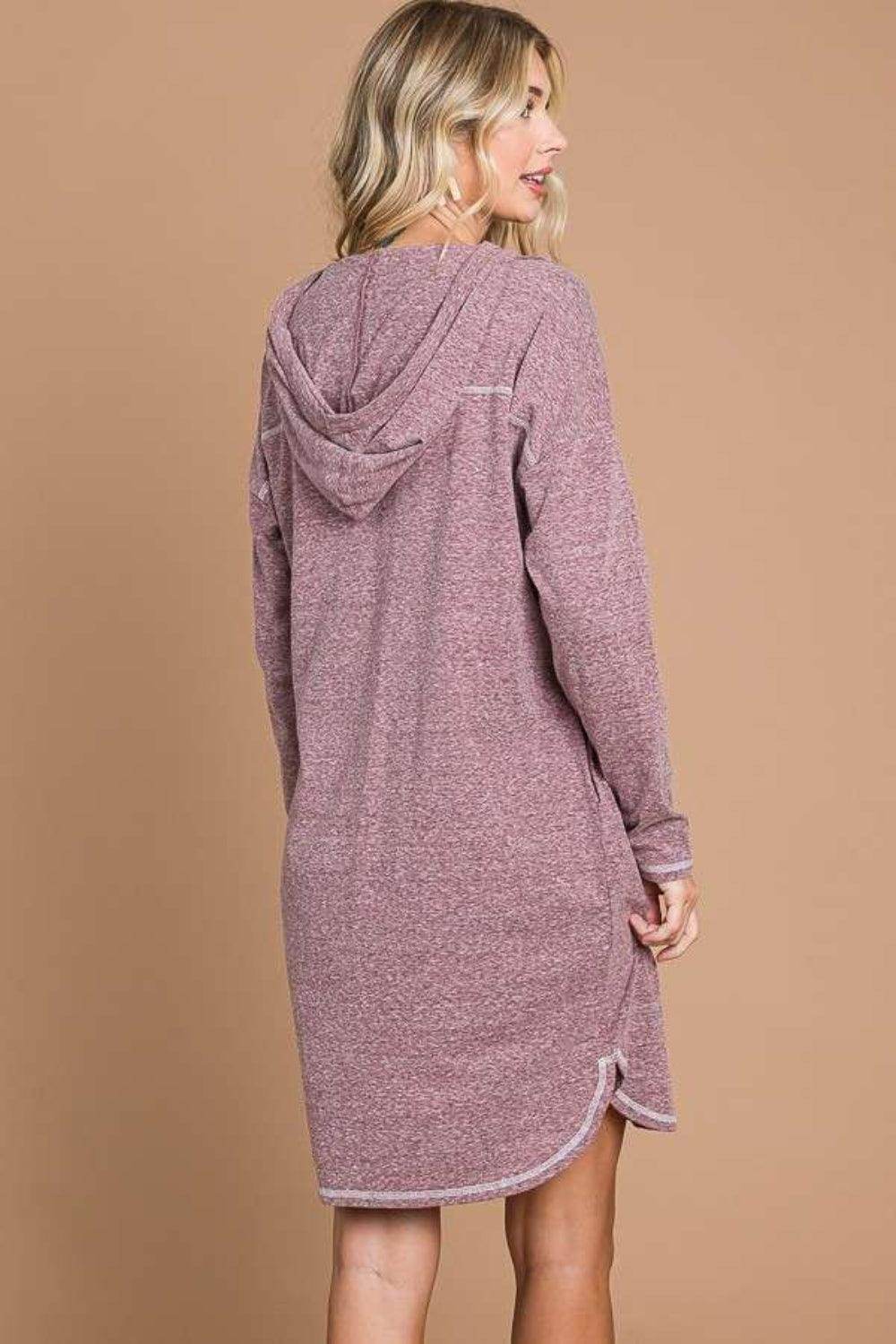 Culture Code Full Size Hooded Long Sleeve Sweater Dress - Selvanelle